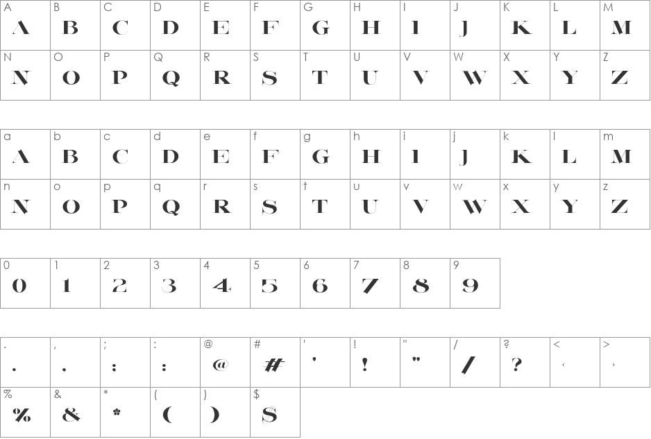 Lafitte font character map preview