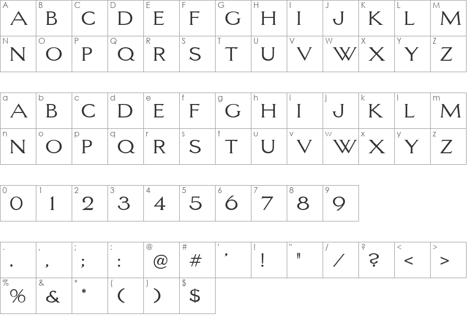 Lagniappe font character map preview