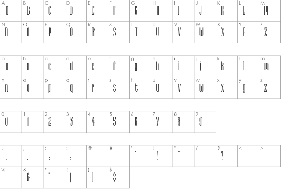 Lagniappe-Inline font character map preview