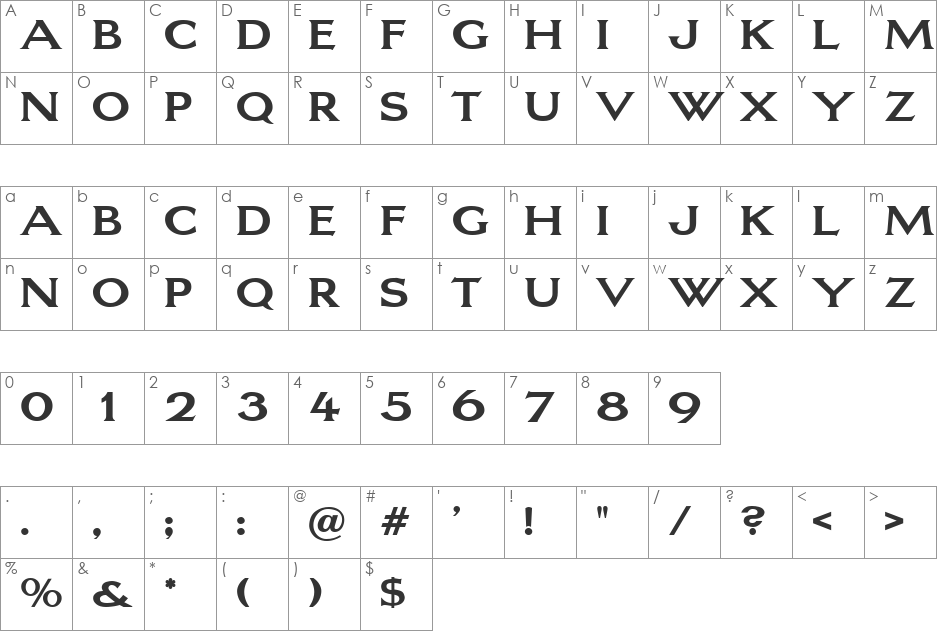 LaguneBold font character map preview