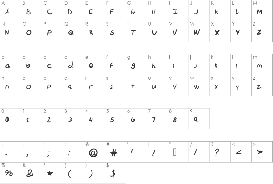 LaIzzIerComiC font character map preview