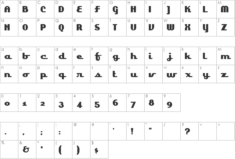 Lakeshore Drive NF font character map preview
