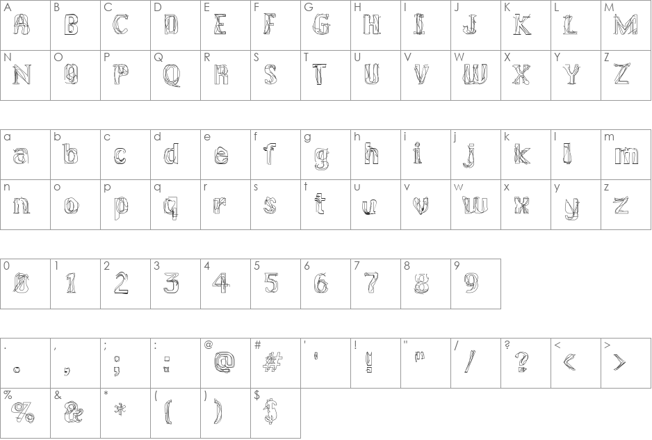 Lakestreet font character map preview