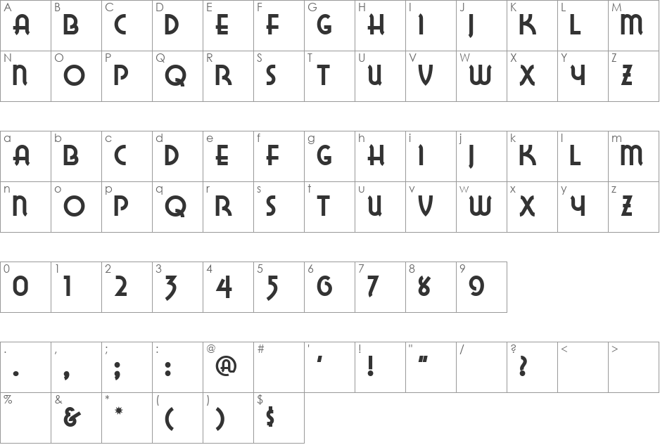 LakeWobegonNF font character map preview