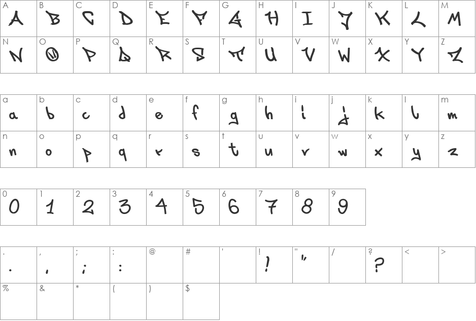 LaksOner font character map preview