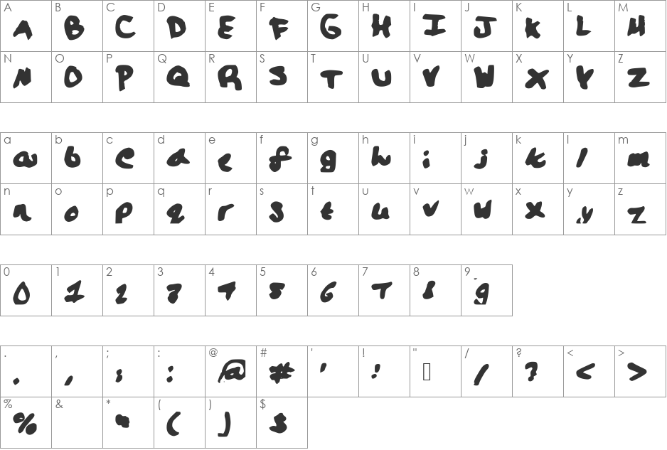 Lalaland font character map preview
