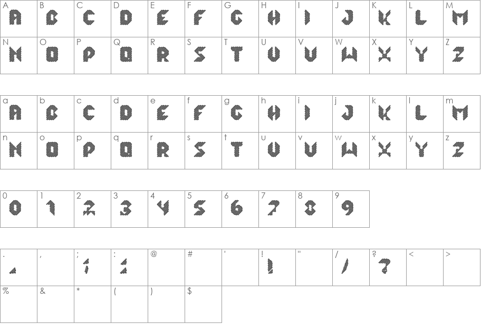 lalek hex font character map preview