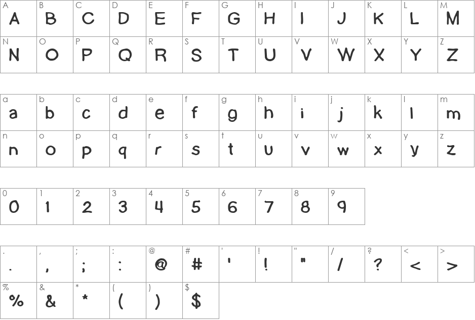 Lamebrain BRK font character map preview