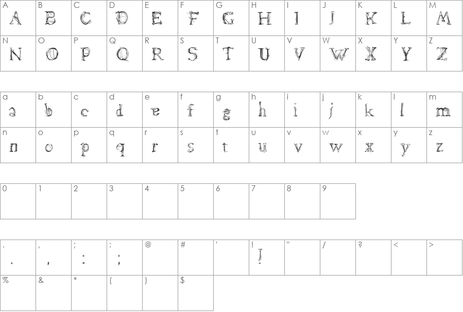 Lamenta font character map preview