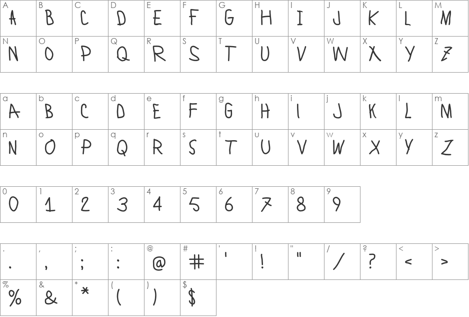 Lamiar font character map preview