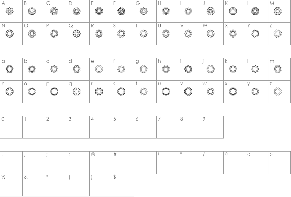 LaMorte10 font character map preview