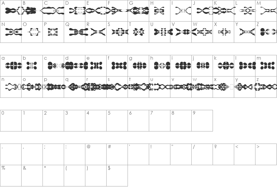 LaMorte11 font character map preview