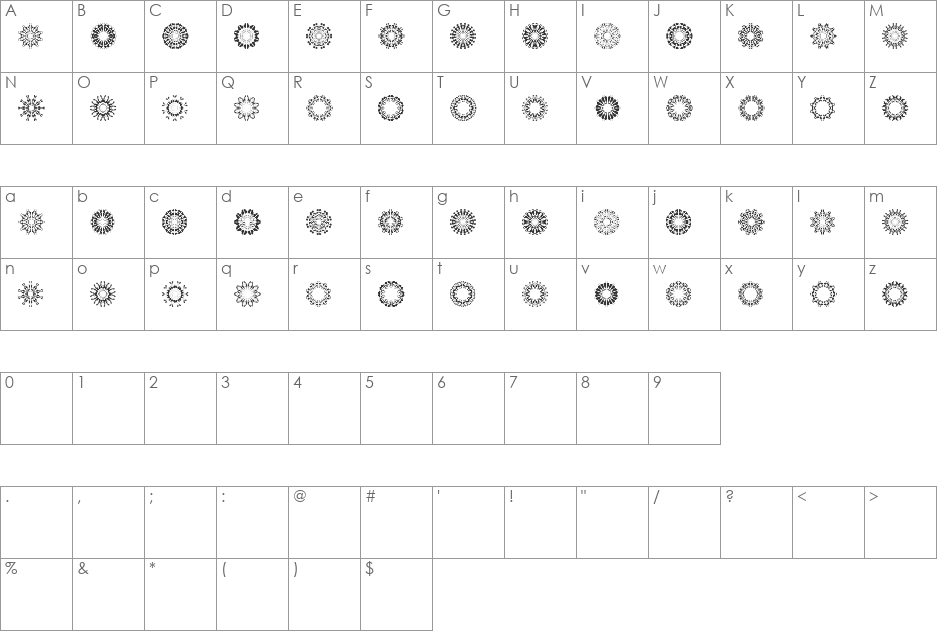 LaMorte13 font character map preview