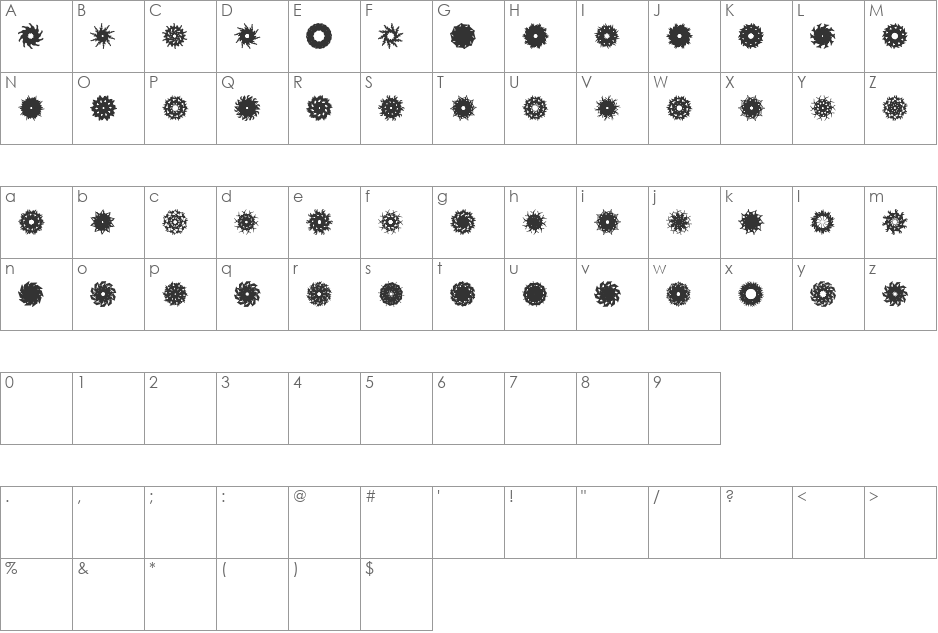 LaMorte4 font character map preview