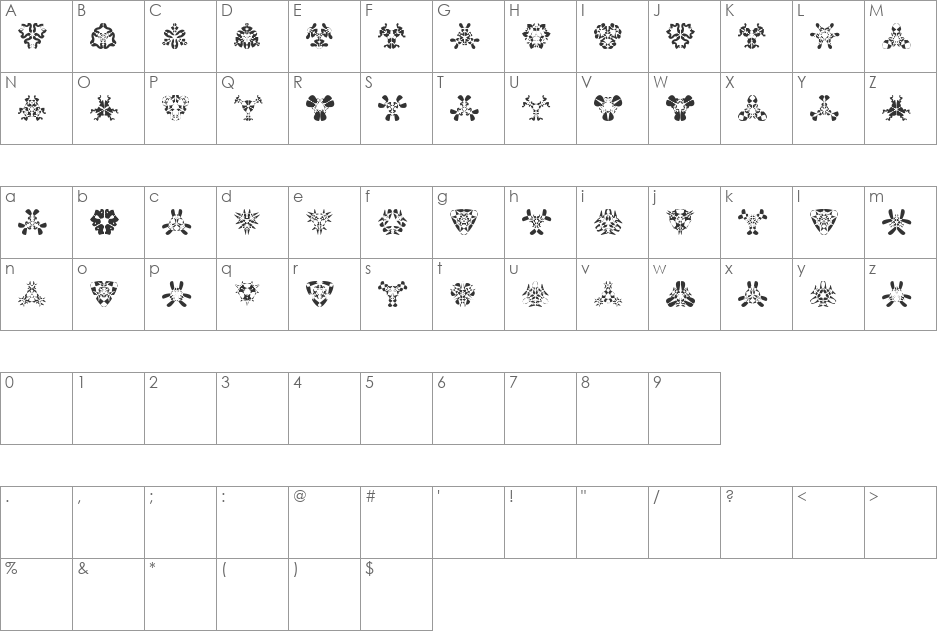 LaMorte7 font character map preview