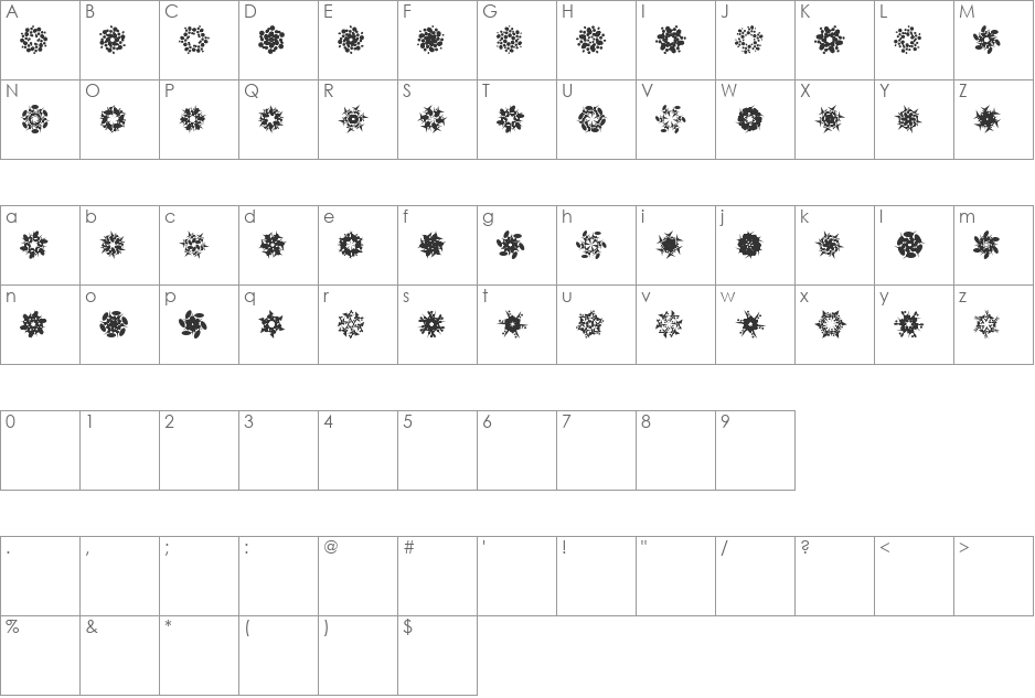 LaMorte9 font character map preview