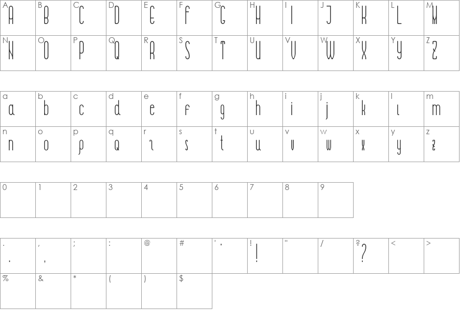 LAMPA font character map preview