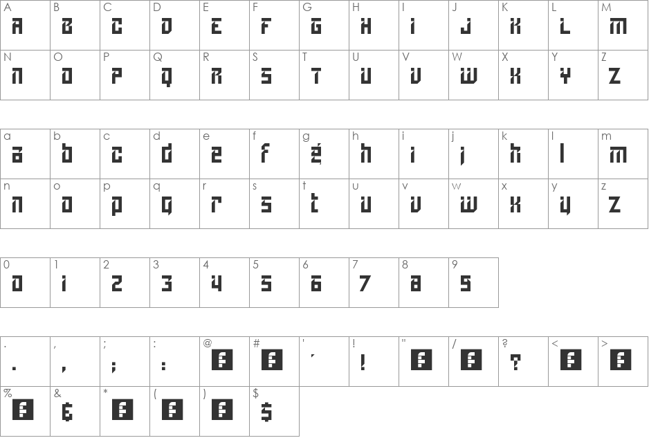 Lampoon font character map preview