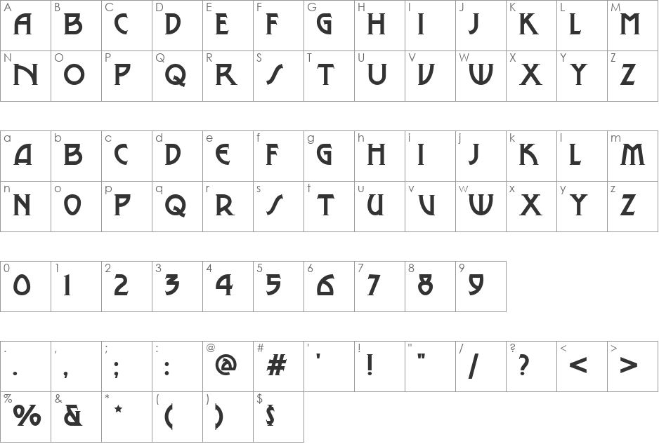 Lance Corporal NF font character map preview