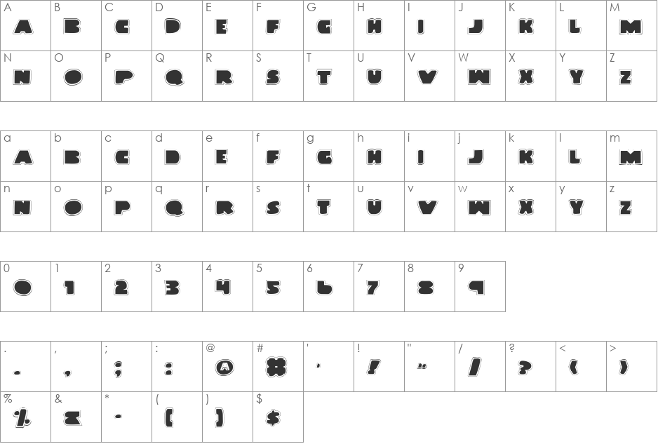 Land Whale Pro font character map preview