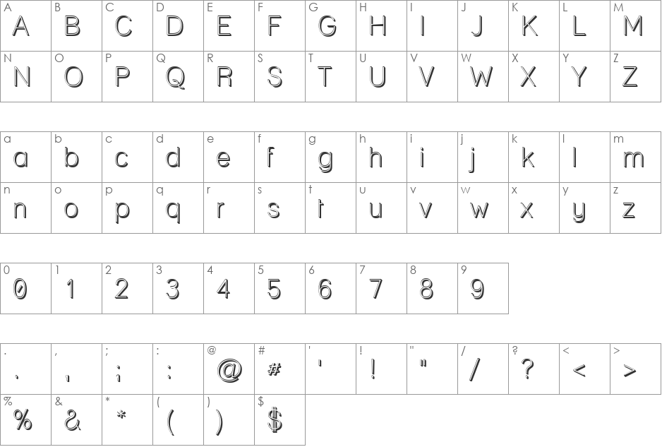 Lane - Posh font character map preview