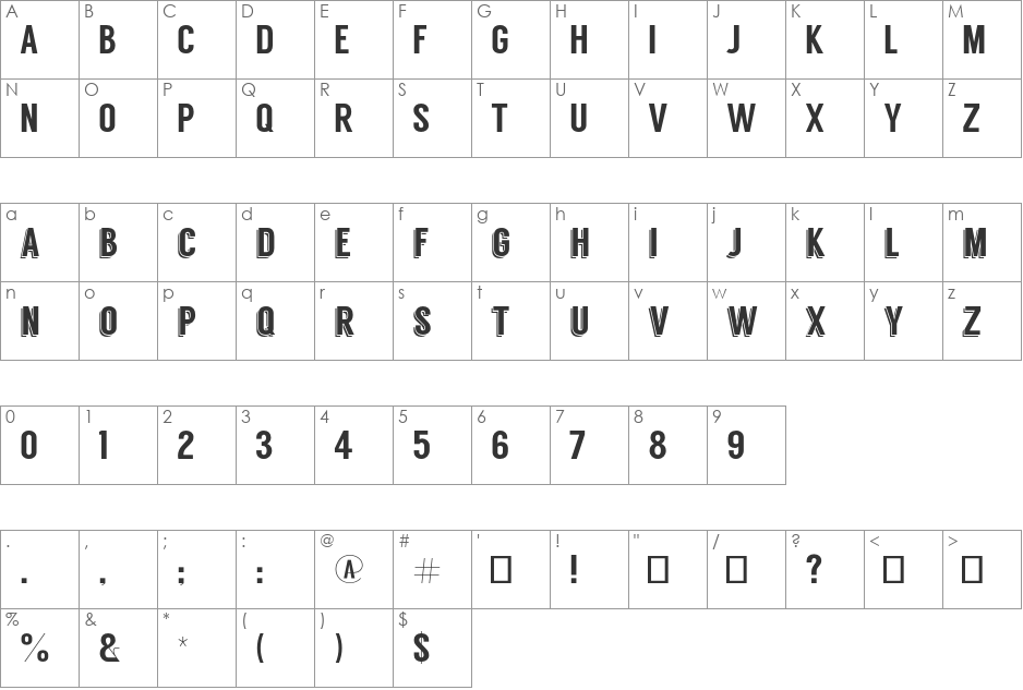 Langdon font character map preview