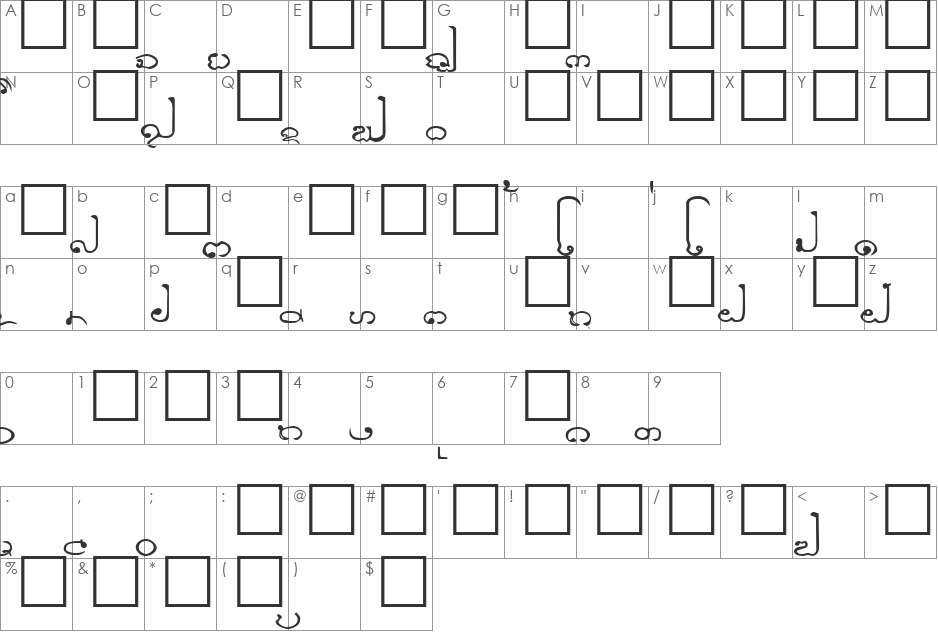 Lao Dhamma font character map preview