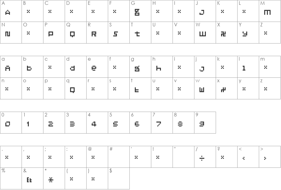 Laoism Deviant font character map preview