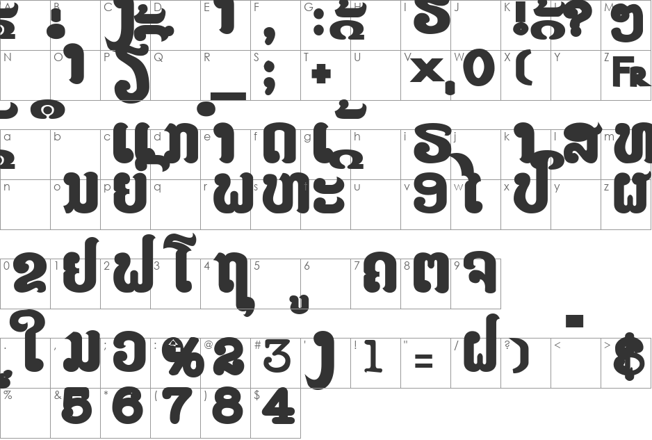 LAOMAY_1 font character map preview