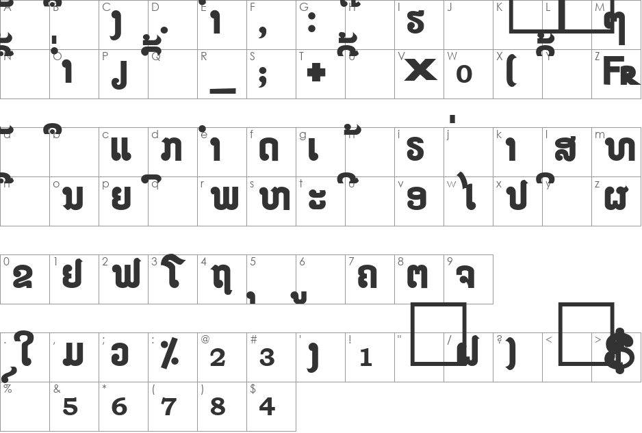 LAOMAY_2 font character map preview