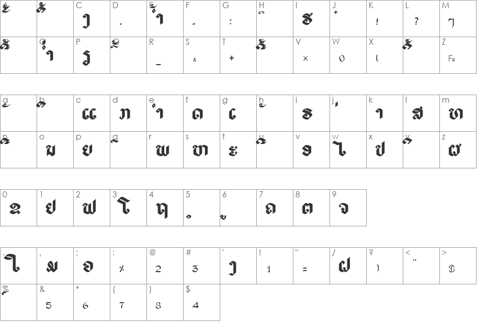 LAOMAY_3 font character map preview