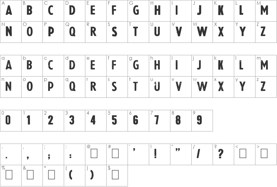LaPresse font character map preview