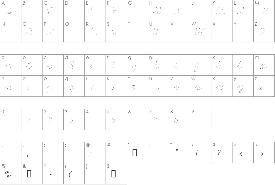 Lapunkt font character map preview