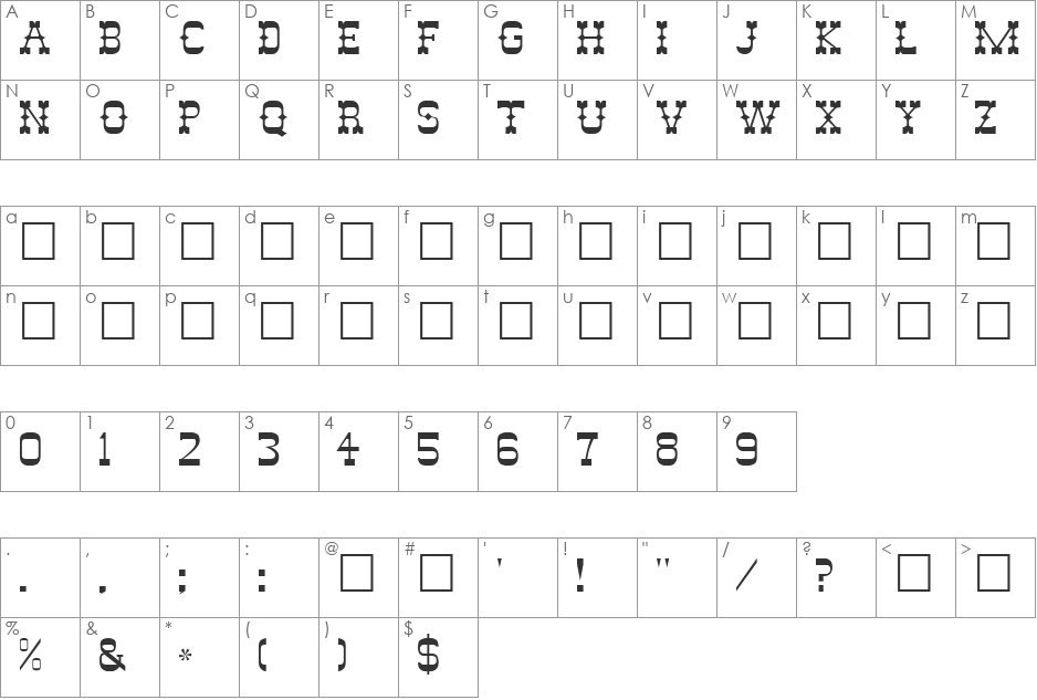 Laramie font character map preview