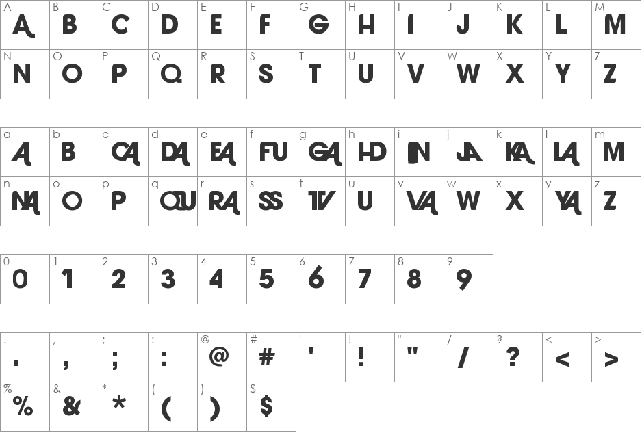 Laranjha Pro font character map preview
