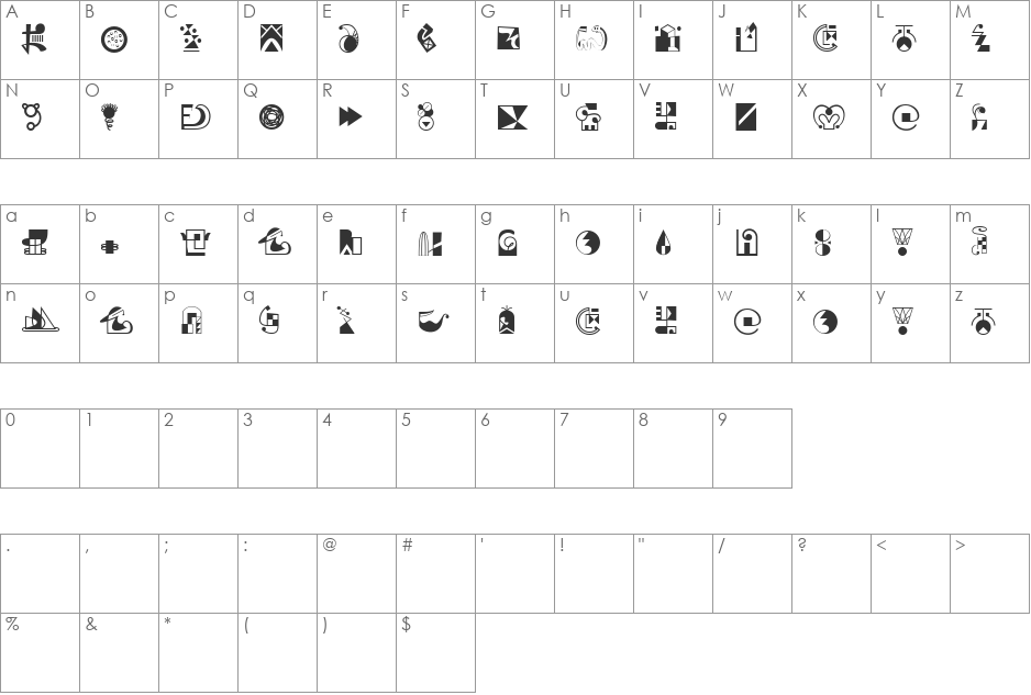 Larasukma font character map preview