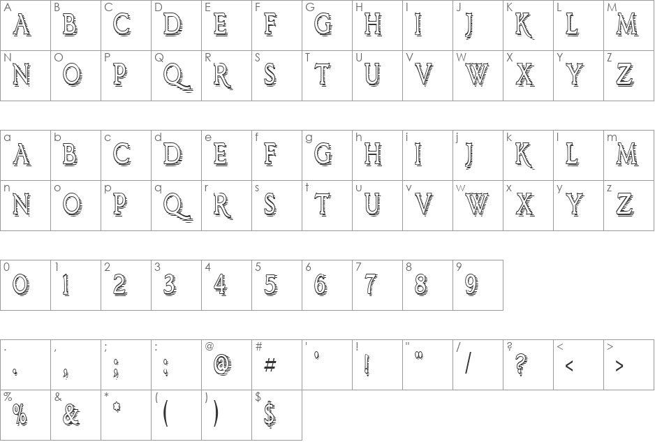 Larchmont Condensed font character map preview