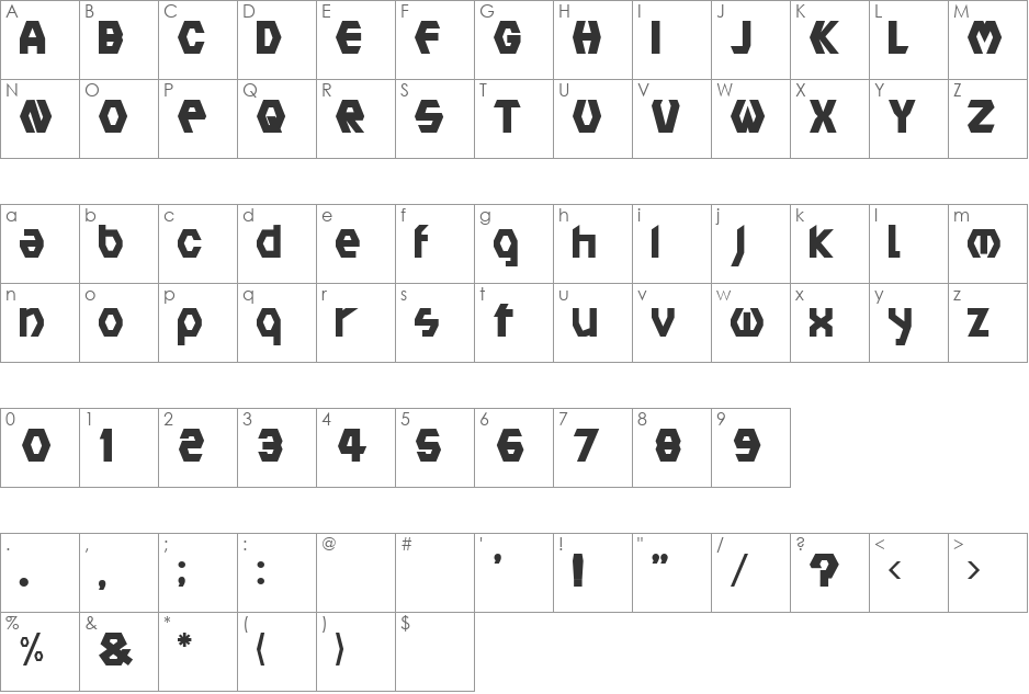 Lard font character map preview
