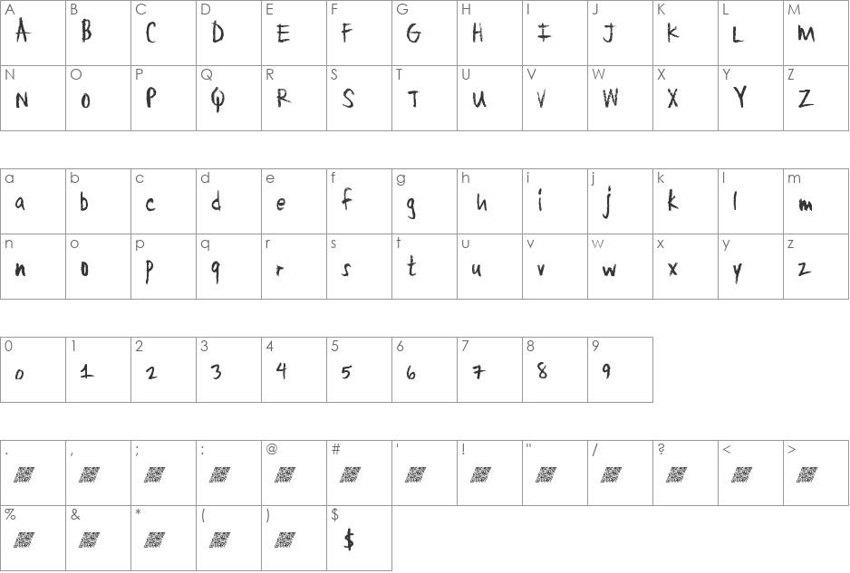 LargeCrayon font character map preview