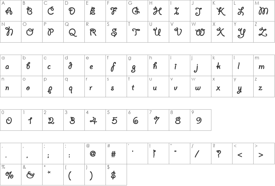 Lariat font character map preview