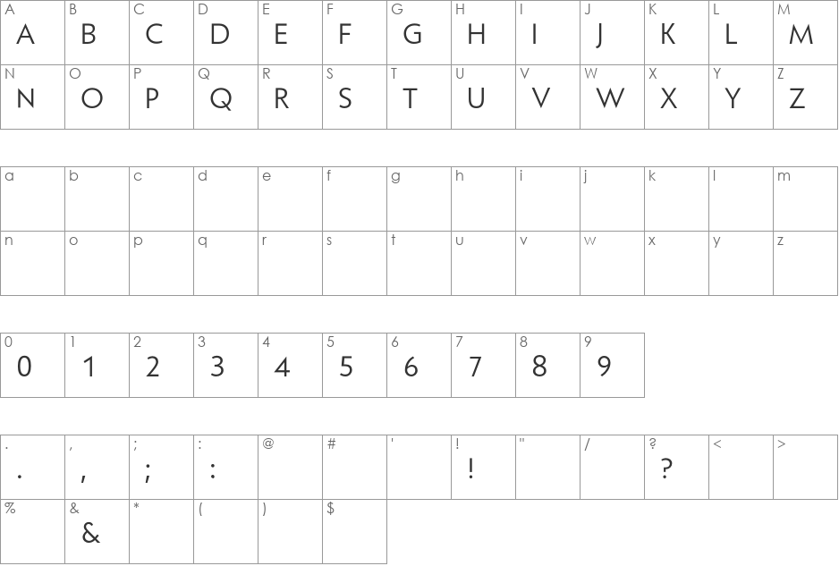 Larimar font character map preview