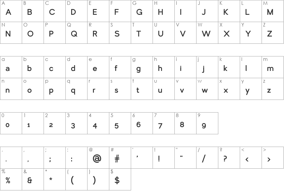 Larke Sans Bold font character map preview