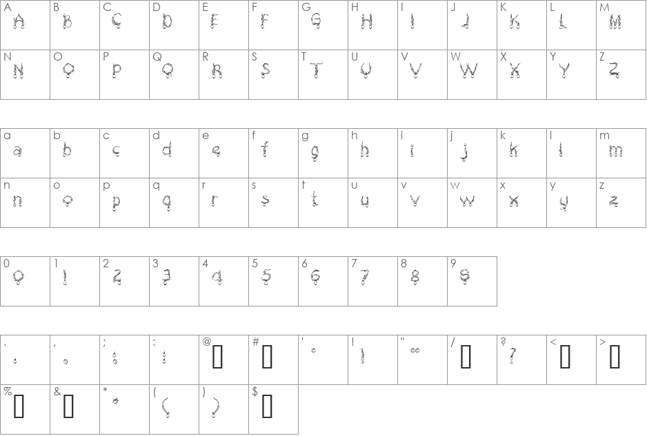 LASANIYA font character map preview