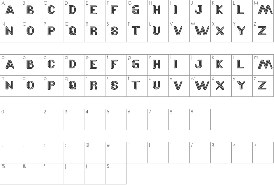 LASER GUN font character map preview