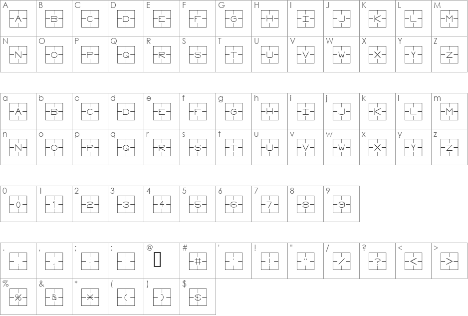 Laser Systems font character map preview