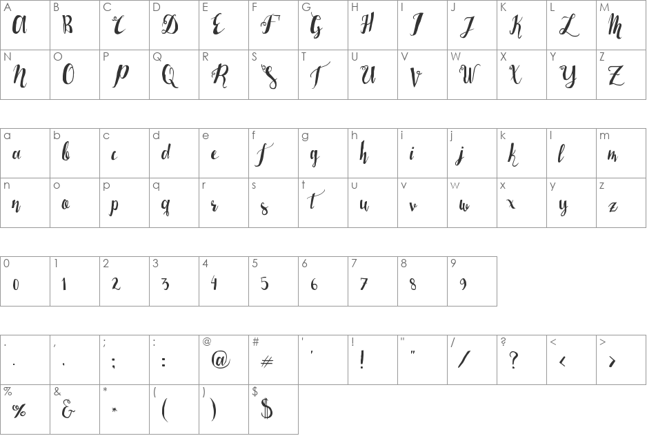 LaserMetal font character map preview