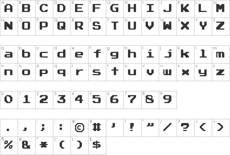 Atari Font Full Version font character map preview