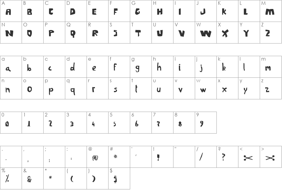 LaSibane font character map preview