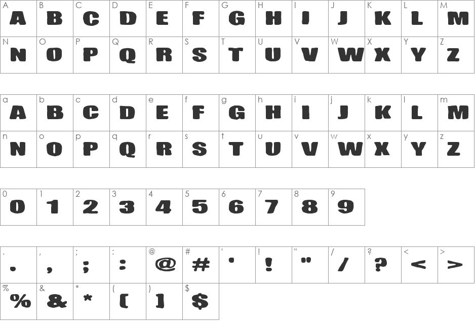 Lasihiekka font character map preview