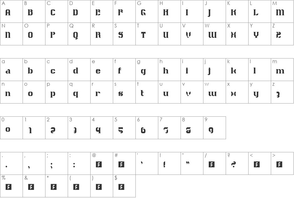 LASO Serif font character map preview